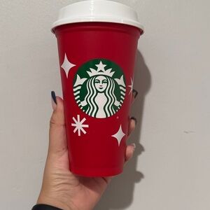 Starbucks Festive Red Tumbler with White Lid